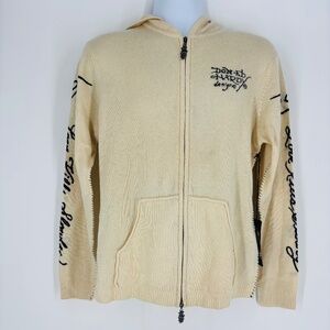 New Men's Ed Hardy Christian Audigier Y2K Zip Hoodie “Love Kills Slowly” Size: L